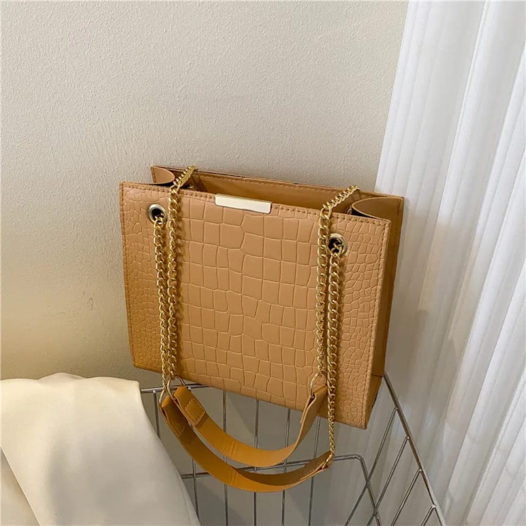 Classic Croc-Embossed Chain Shoulder Bag
