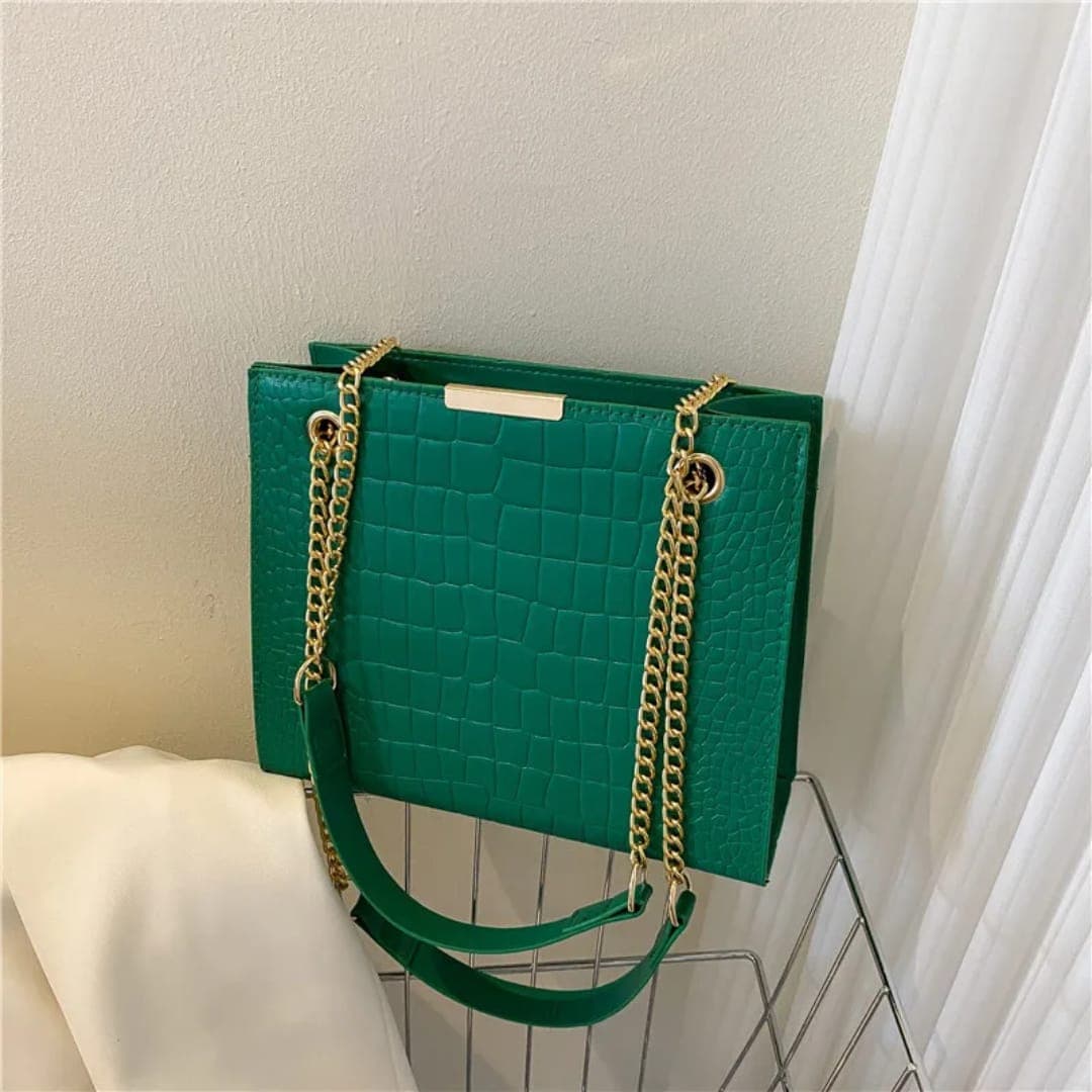 Classic Croc-Embossed Chain Shoulder Bag