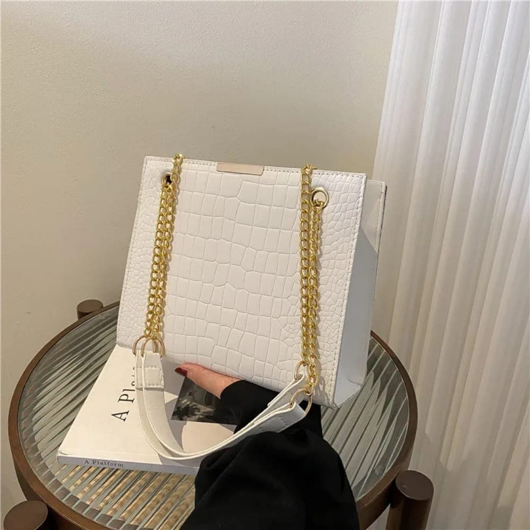 Classic Croc-Embossed Chain Shoulder Bag