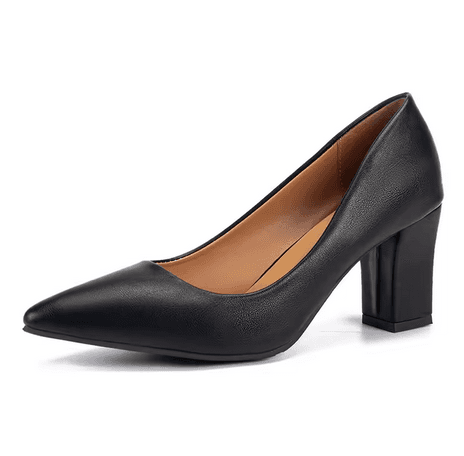 Pointed Thick-Heel Sandals — Black