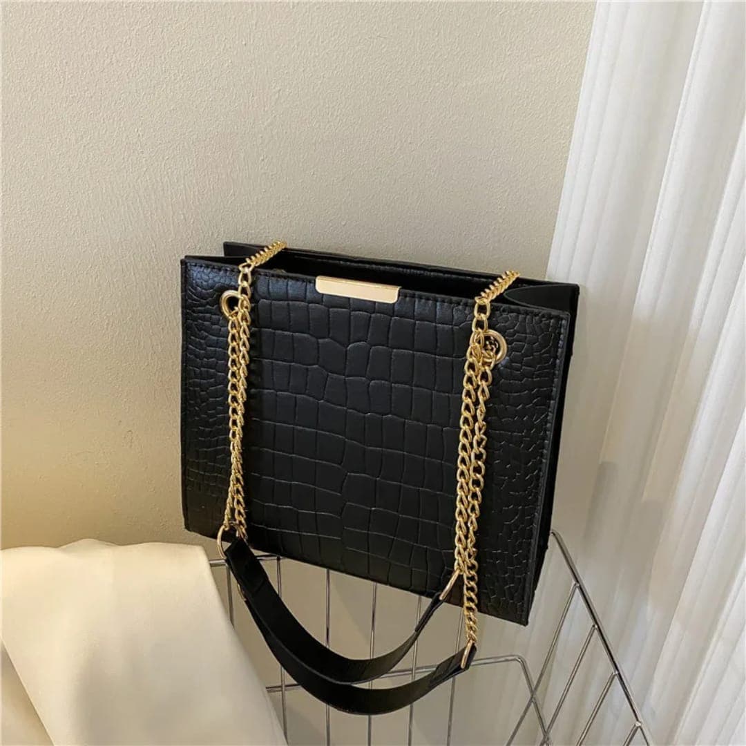 Classic Croc-Embossed Chain Shoulder Bag