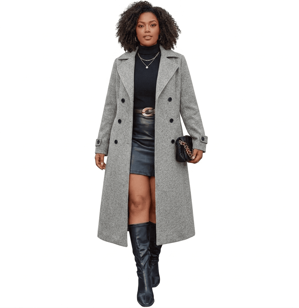 Double-Breasted Woolen Coat