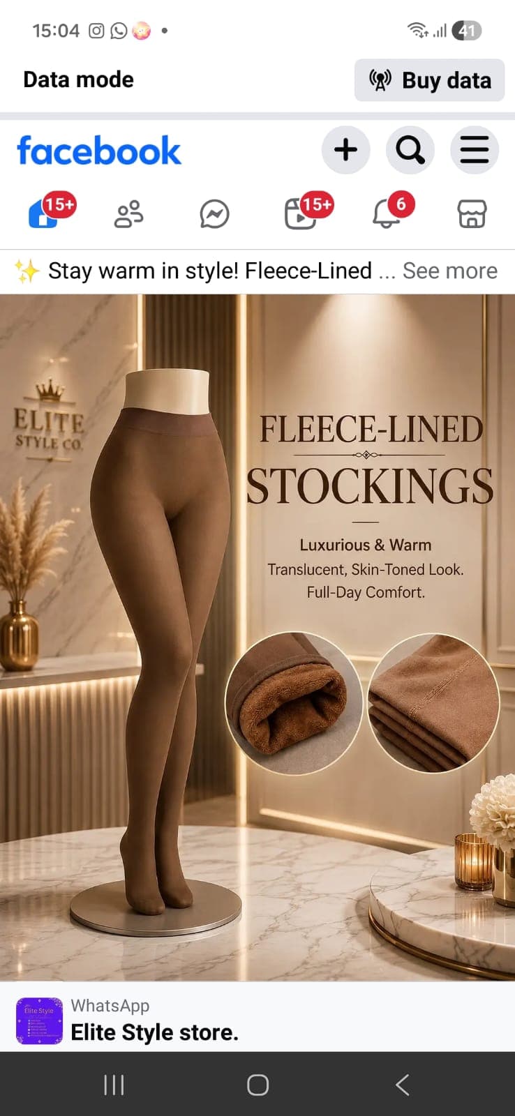 Fleece linned stockings