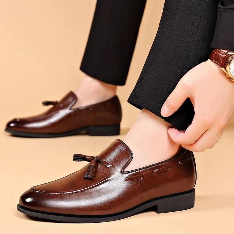 Men's Classic Tassel Leather Loafers – Slip-On Smart Casual Dress Shoes I